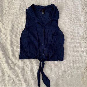 Forever 21 Polka Dot Crop Top Knotted